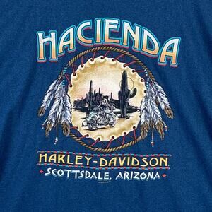 VTG Harley Davidson Hacienda Scottsdale Tshirt Men 2X Blue Motorcycles Moto USA